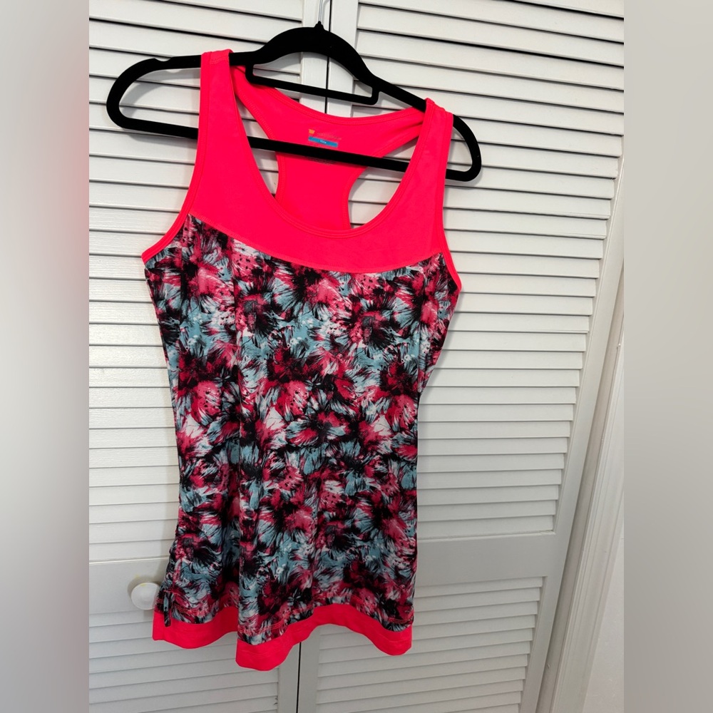 Tek Gear Pink and Black Floral Workout Tank Top Size XL